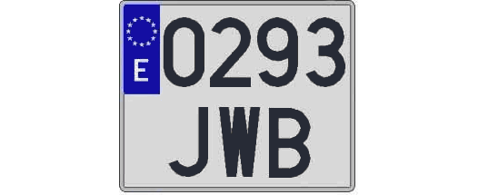 0293JWB matricula cuadrada
