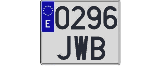 0296JWB matricula cuadrada
