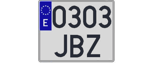 0303JBZ matricula cuadrada