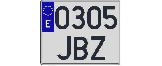 0305JBZ matricula cuadrada