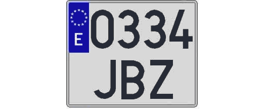 0334JBZ matricula cuadrada