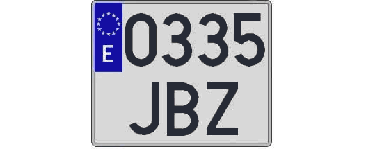0335JBZ matricula cuadrada