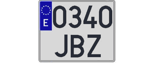 0340JBZ matricula cuadrada