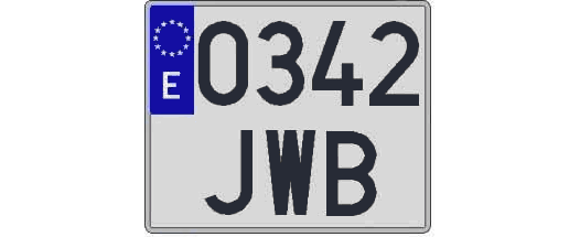 0342JWB matricula cuadrada
