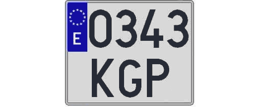 0343KGP matricula cuadrada