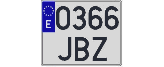 0366JBZ matricula cuadrada