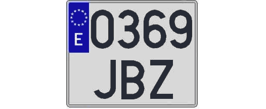 0369JBZ matricula cuadrada