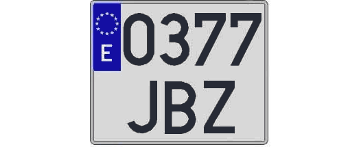 0377JBZ matricula cuadrada