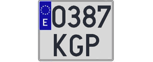 0387KGP matricula cuadrada