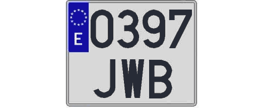 0397JWB matricula cuadrada