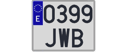 0399JWB matricula cuadrada