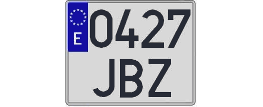 0427JBZ matricula cuadrada