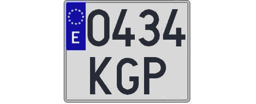 0434KGP matricula cuadrada