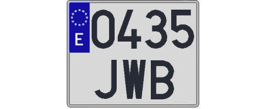0435JWB matricula cuadrada