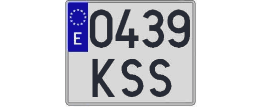 0439KSS matricula cuadrada