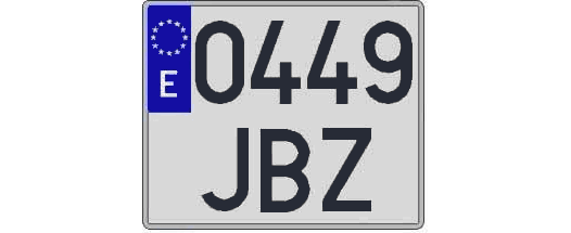 0449JBZ matricula cuadrada