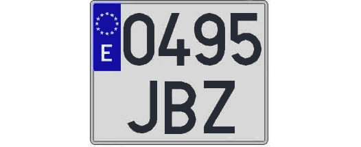 0495JBZ matricula cuadrada