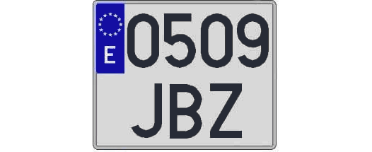 0509JBZ matricula cuadrada