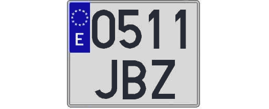 0511JBZ matricula cuadrada