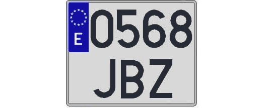 0568JBZ matricula cuadrada