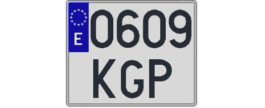 0609KGP matricula cuadrada