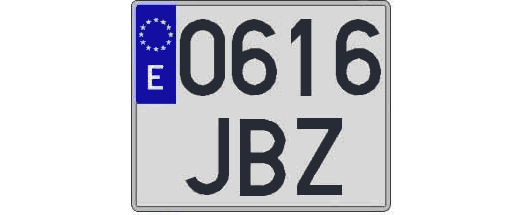 0616JBZ matricula cuadrada