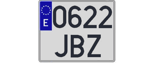 0622JBZ matricula cuadrada