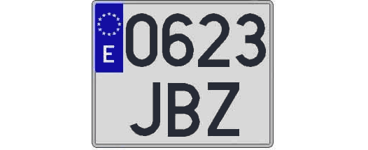 0623JBZ matricula cuadrada