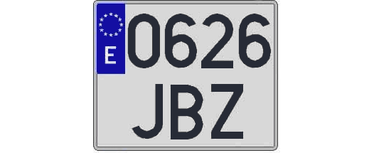 0626JBZ matricula cuadrada