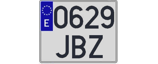 0629JBZ matricula cuadrada
