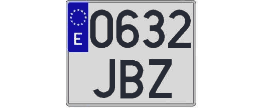 0632JBZ matricula cuadrada