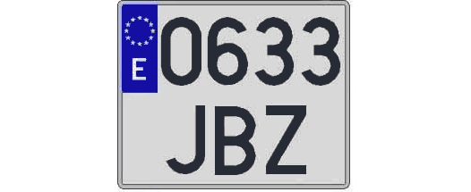 0633JBZ matricula cuadrada