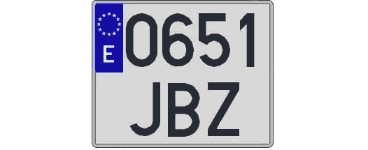 0651JBZ matricula cuadrada