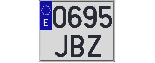 0695JBZ matricula cuadrada