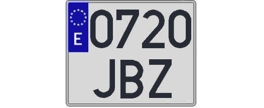 0720JBZ matricula cuadrada