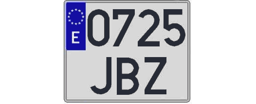 0725JBZ matricula cuadrada