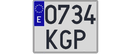 0734KGP matricula cuadrada