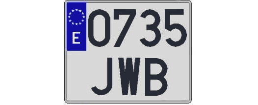 0735JWB matricula cuadrada