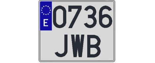 0736JWB matricula cuadrada