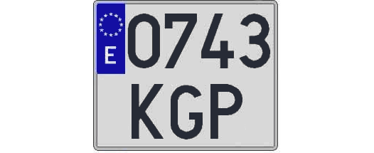 0743KGP matricula cuadrada