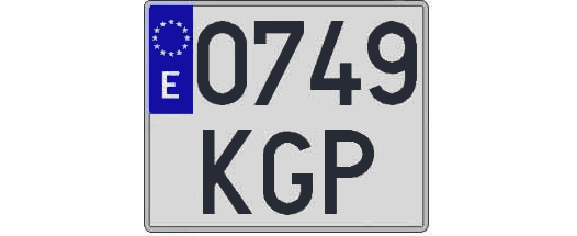 0749KGP matricula cuadrada