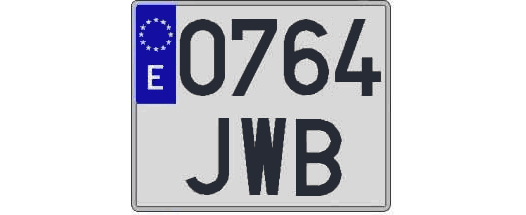 0764JWB matricula cuadrada