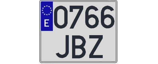 0766JBZ matricula cuadrada