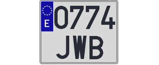 0774JWB matricula cuadrada