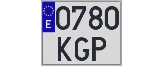 0780KGP matricula cuadrada