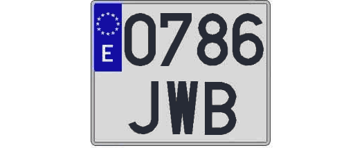0786JWB matricula cuadrada