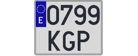 0799KGP matricula cuadrada