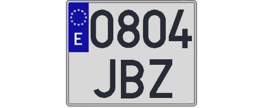 0804JBZ matricula cuadrada