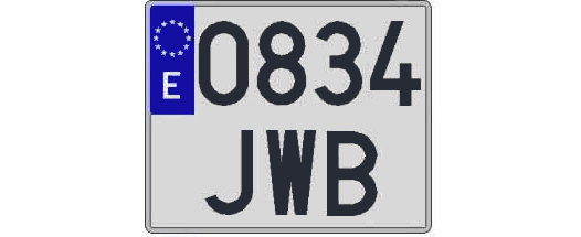 0834JWB matricula cuadrada