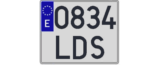 0834LDS matricula cuadrada
